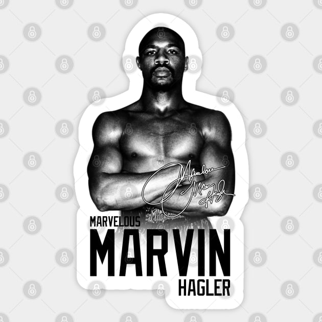 Marvelous Marvin Hagler Boxing Legend Signature Vintage Retro 80s 90s Bootleg Rap Style Sticker by CarDE